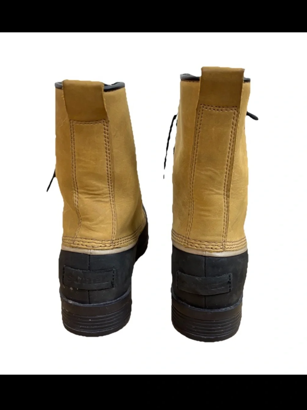 Sorel Emelie 1964 Boots Leather Nubuck Waterproof Black & Elk Brown Women’s 7.5